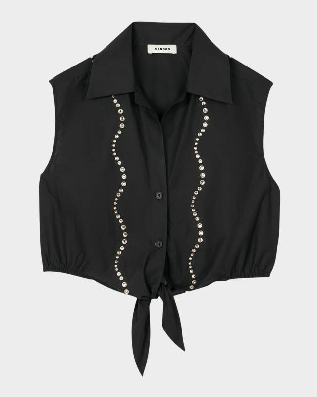 Tel Embellished Cropped Shirt